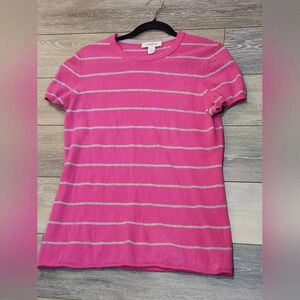 C. Cashmere pink striped 100% cashmere short sleeve top